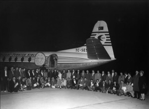 Gurbetçi işçileri Belçika'ya götüren THY uçağı (Yıl 1963)