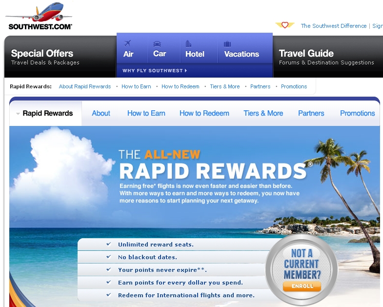 Southwest Rapid Rewards Programı Yenileniyor