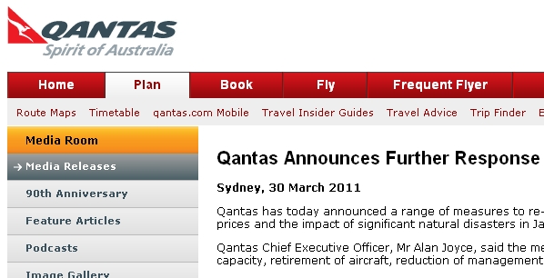 Qantas, Acil Durum Tedbirlerini Yürürlüğe Koyacak
