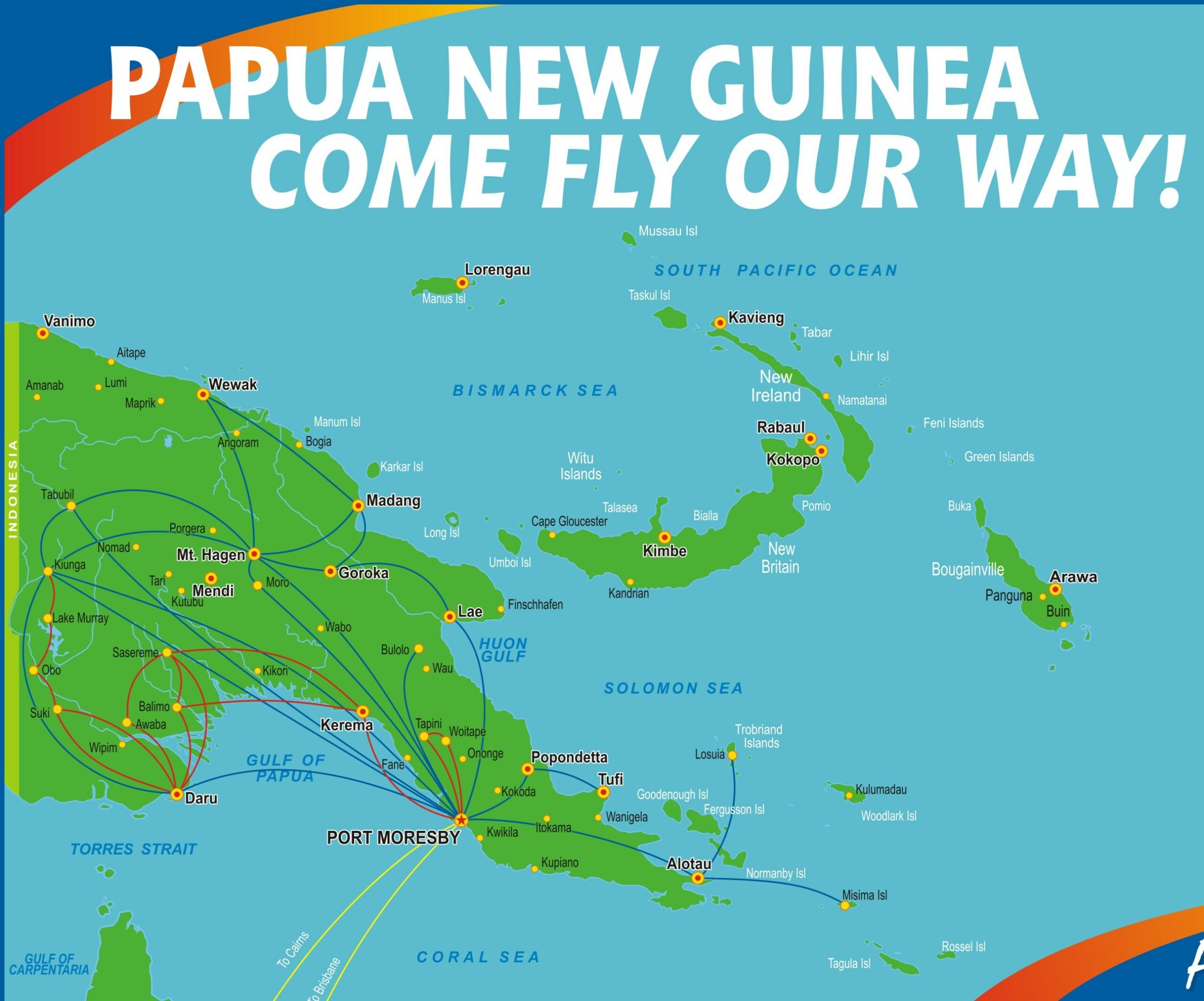 Papua Yeni Gine Havayolu uçuş ağı