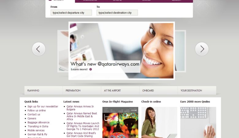 Qatar Airways web sitesi (2011)