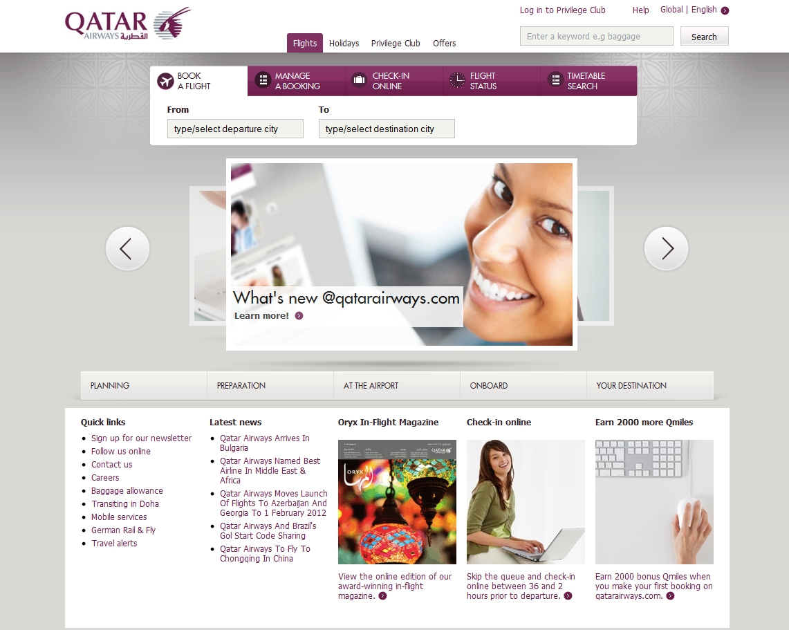 Qatar Airways Yeni Web Sitesini Yolcularına Sundu