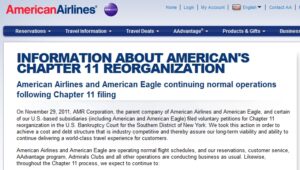 American Airlines iflas etti