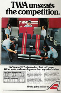 TWA Ambassador Reklamı koltuklar