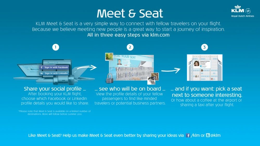 KLM’s ‘Meet & Seat’ social seating lets passengers pick an interesting