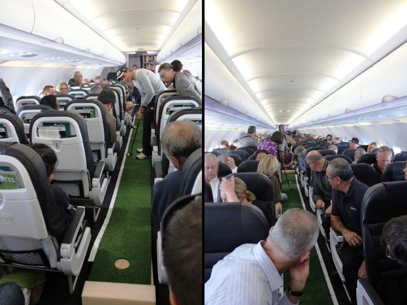 Air New Zealand lets passengers show their golf skills up in the air