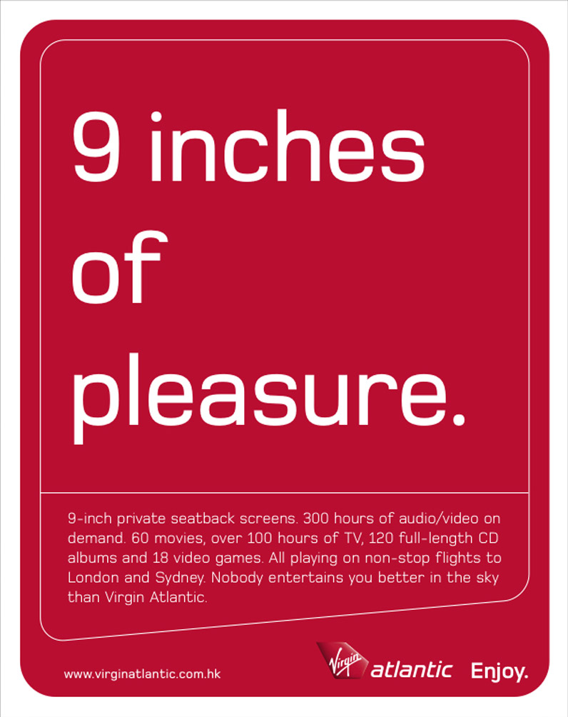 Virgin Atlantic: 9 inches of pleasure.