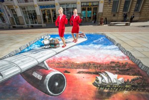 Virgin Atlantic 3D artwork at St Anns Square Manchester
