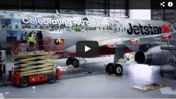 Timelapse: Applying Jetstar’s special 100th aircraft livery
