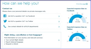 KLM_expected response time on Facebook Twitter