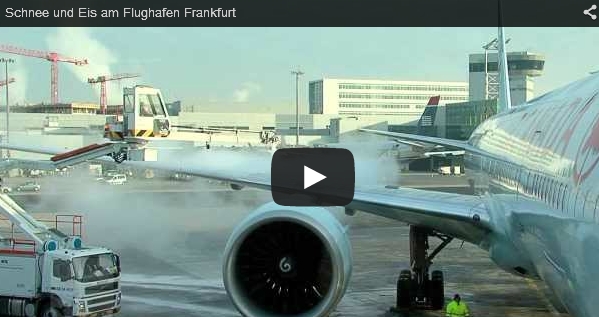 Schnee und Eis am Flughafen Frankfurt