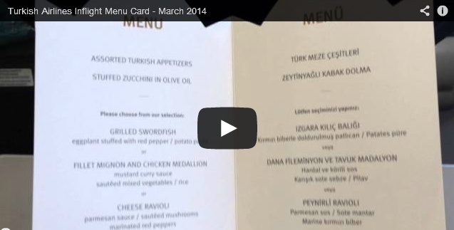 Turkish Airlines Inflight Menu Card