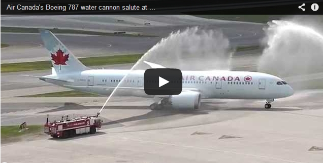 Air Canada’s Boeing 787 water cannon salute at YYZ