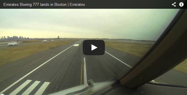 Emirates Boeing 777 Lands in Boston