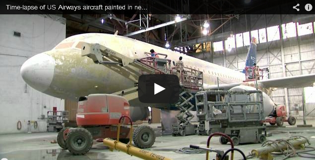 Time-lapse of US Airways aircraft painted in new American Airlines livery