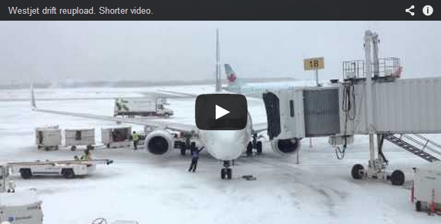 Westjet Boeing 737 drifting away from the bridge due to strong winds