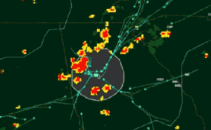 Atlanta ATL air traffic by thunderstrom