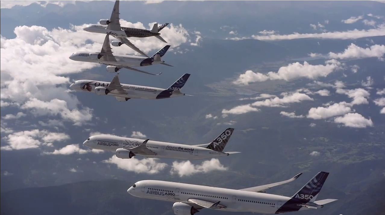 Airbus A350 XWB Test Fleet Joins up in Formation Flight