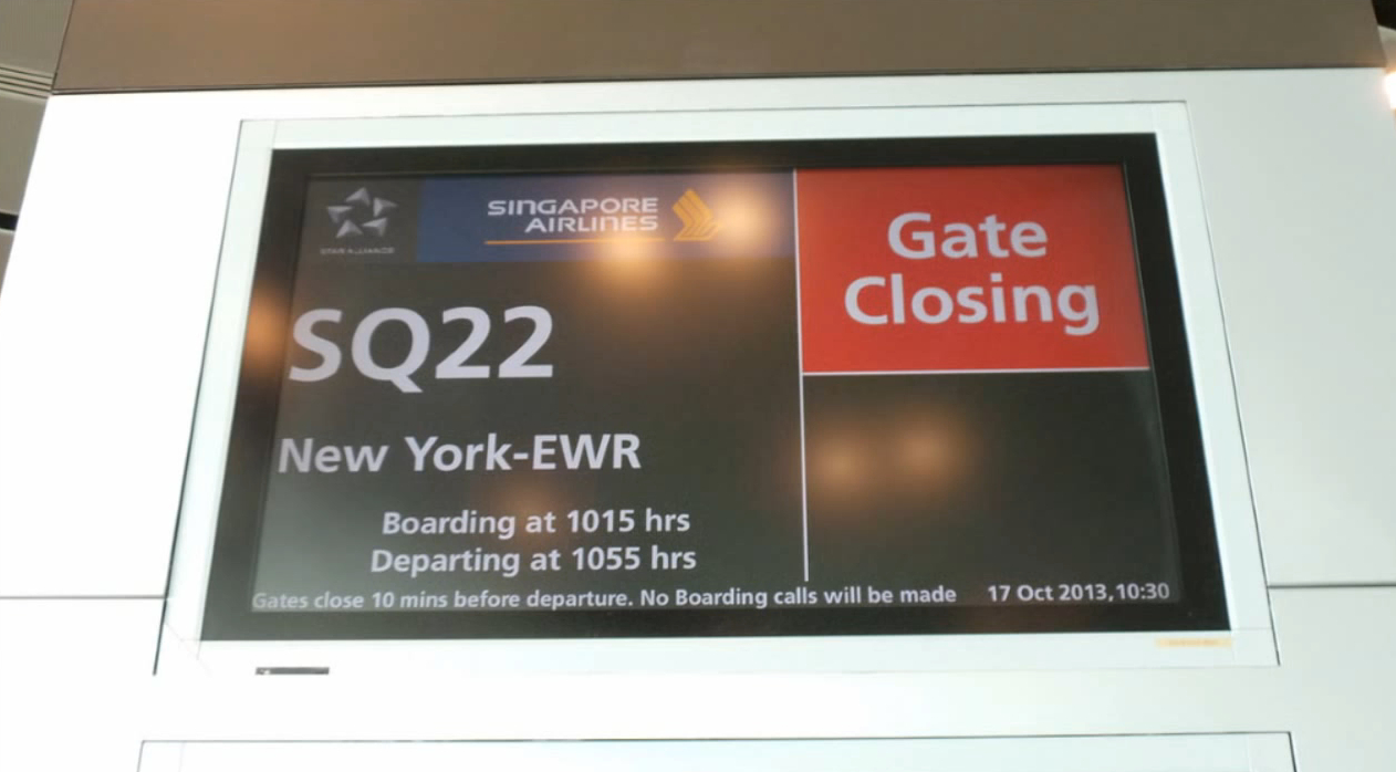 Flight from Singapore to Newark, SQ22