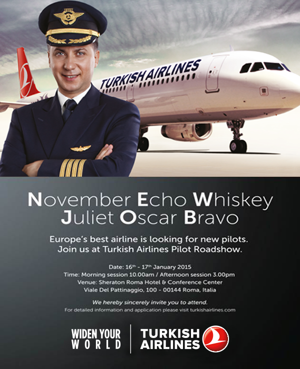 Turkish Airlines Job Announcement: Pilot Roadshow in Rome