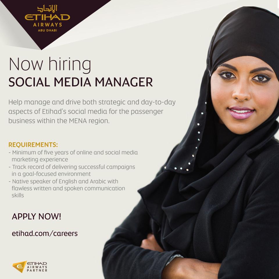 Etihad Airways Job Announcement: Social Media Manager