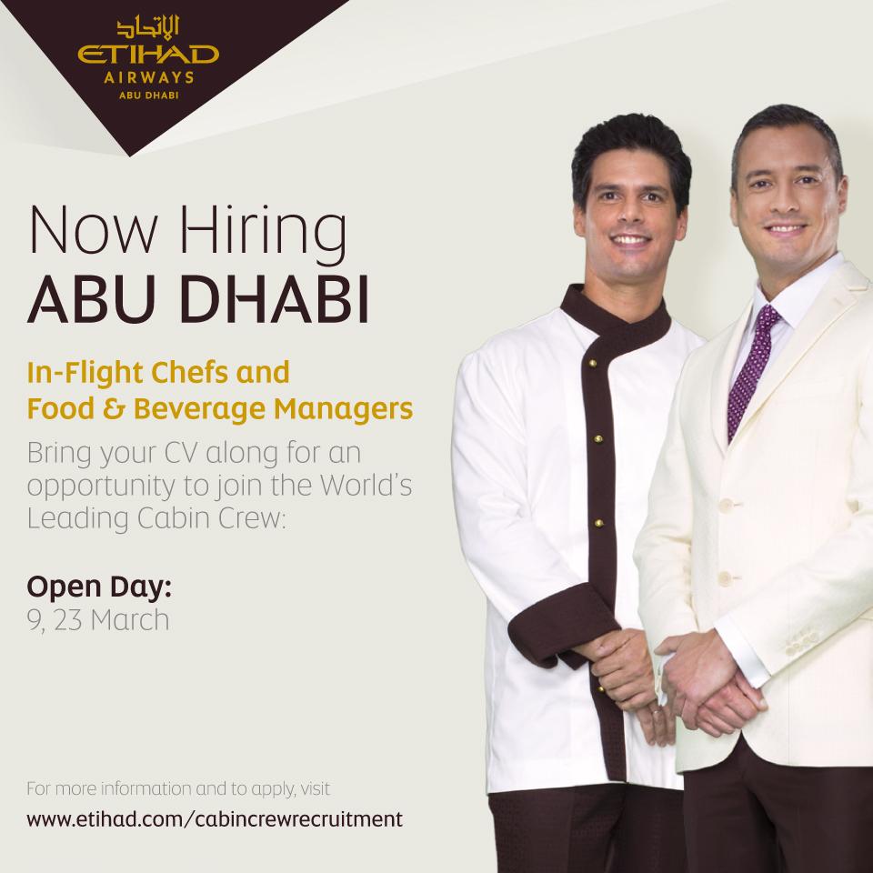 Etihad Airways Job Announcement: Inflight Chef – Food & Beverage Manager