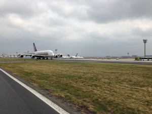 Singapore Airlines_Airbus A380_9V-SKT_Frankfurt Airport_March 2015