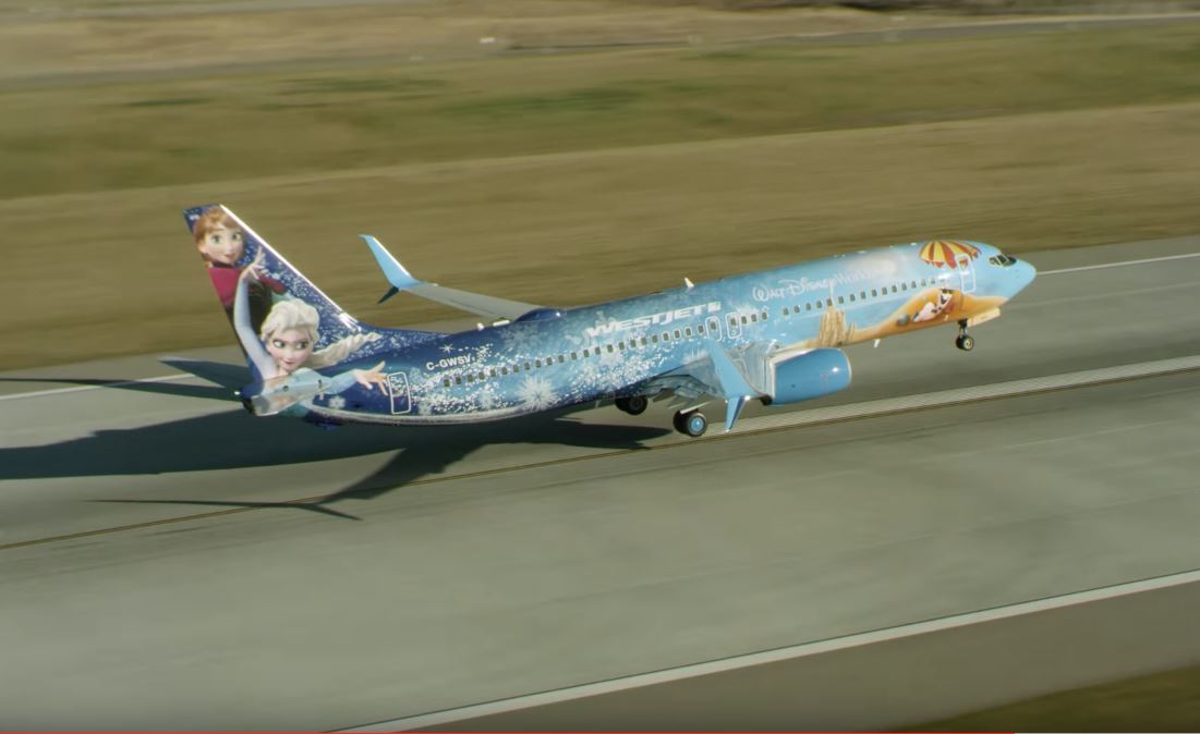 WestJet – Disney Frozen-themed plane inaugural flight