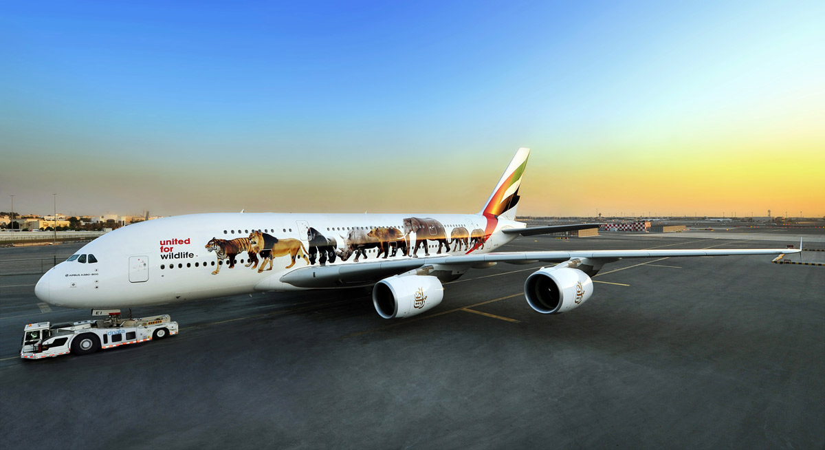 A superjumbo message from the Emirates “United for Wildlife” A380 Fleet