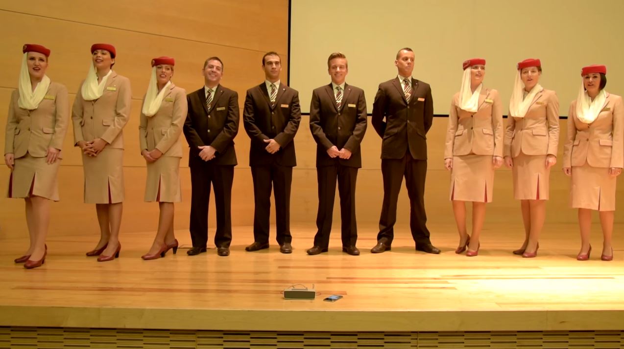 Emirates cabin crew sing at ChoirFest Middle East 2016