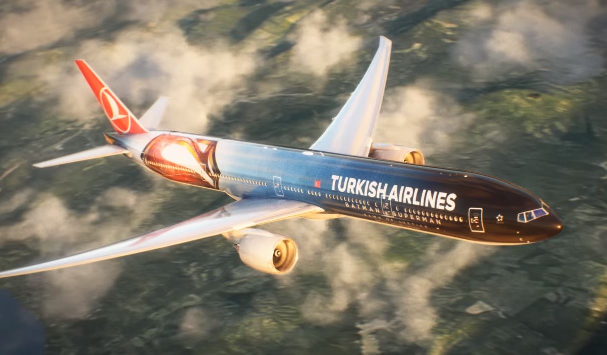 Turkish Airlines “Batman v Superman: Dawn of Justice” Plane in Full Flight