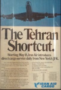 Tehran Shortcut_vintage ad_Iran Air_New York-Tehran_cargo flights