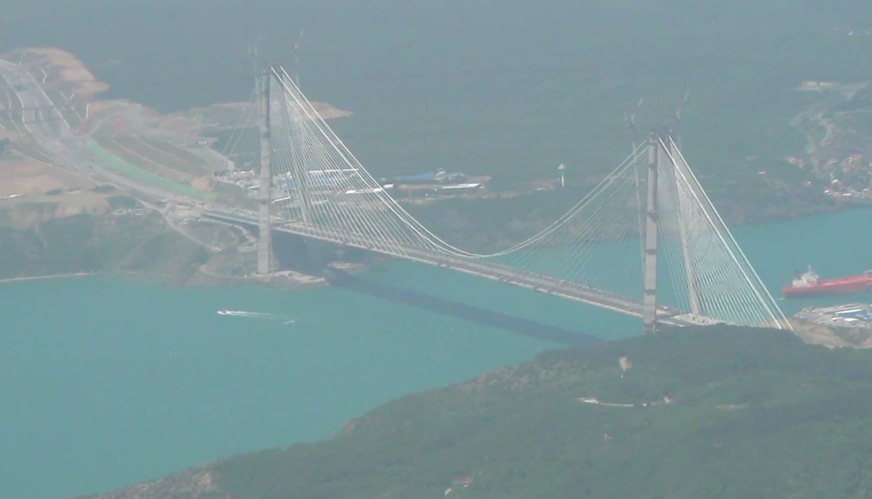 Landing in Istanbul with a view of 3rd Bridge over Bosporus