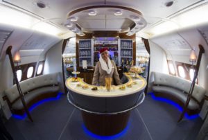 Emirates: The business class bar inside the Airbus A380