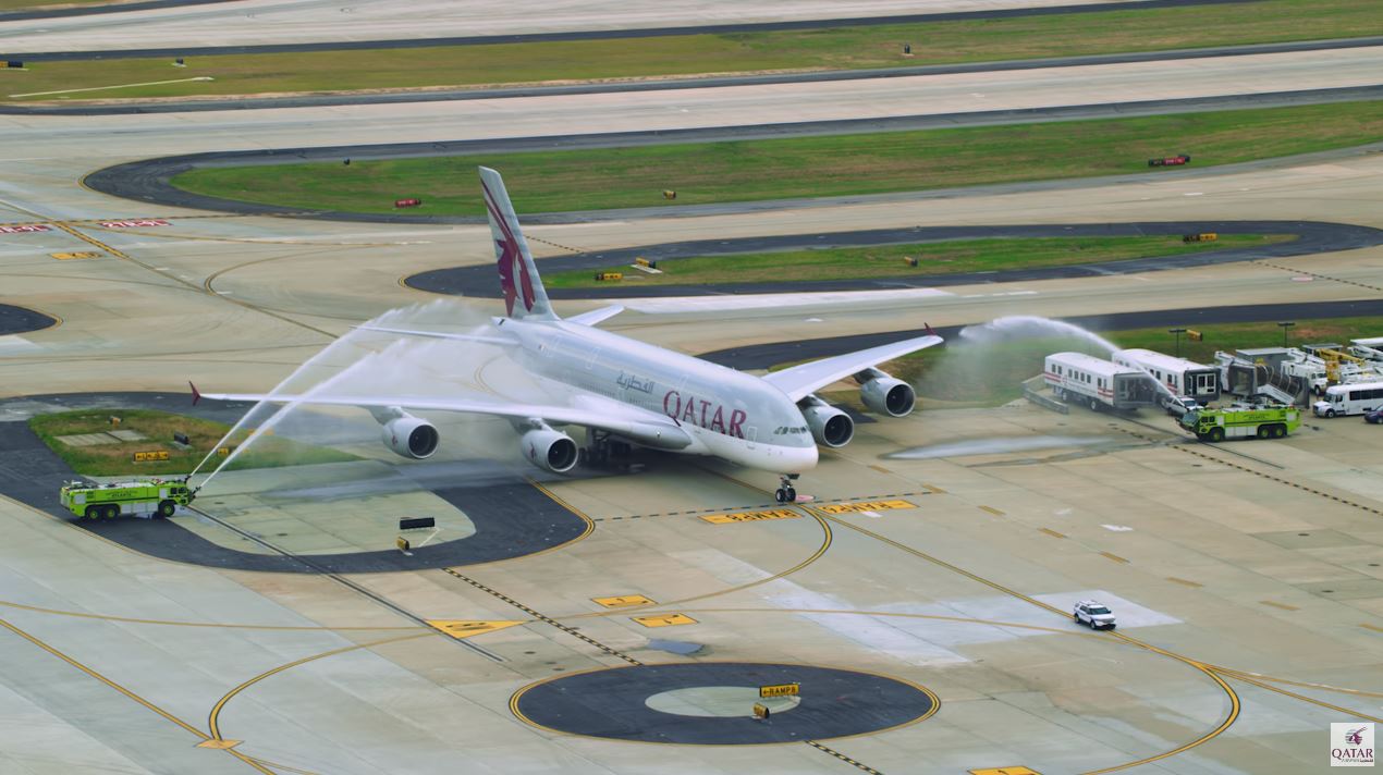 Qatar Airways Airbus A380 Inaugural Landing in Atlanta