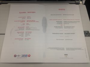 Turkish Airlines Inflight Menu Card with Euro 2016 Theme