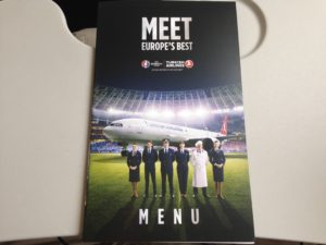 Turkish Airlines Inflight Menu Card with Euro 2016 Theme