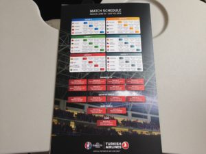 Turkish Airlines Inflight Menu Card with Euro 2016 Theme