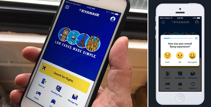 Ryanair lets passengers rate their flight via its mobile app