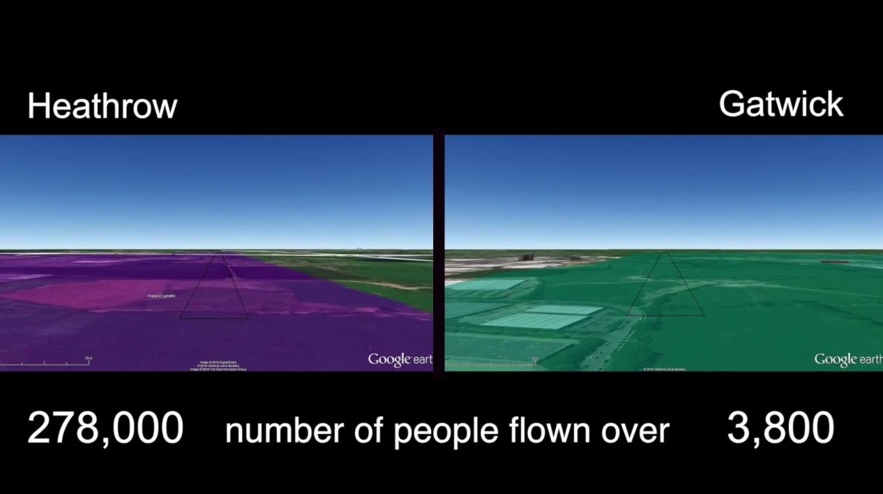 New Gatwick and Heathrow flight paths compared