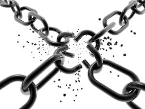 3D chain breaking - isolated over a white background