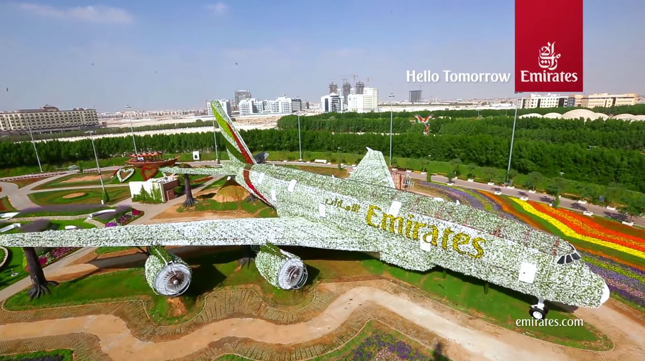 Emirates A380 at Dubai Miracle Garden