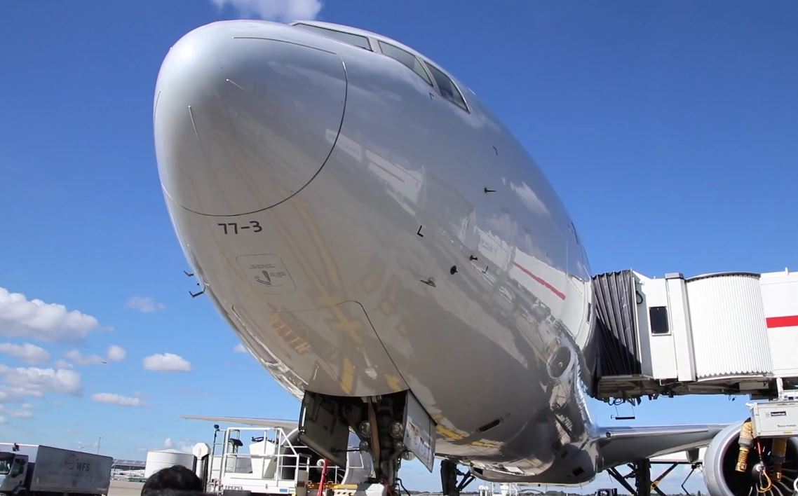 Inspecting an American Airlines Boeing 777-300ER