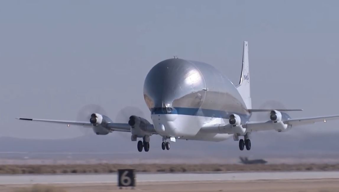 NASA uses this “Super Guppy” plane to transport rockets