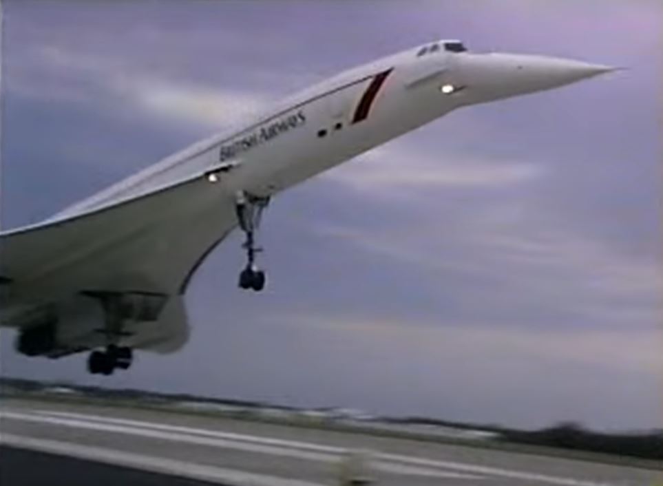 Close-up of a Concorde landing