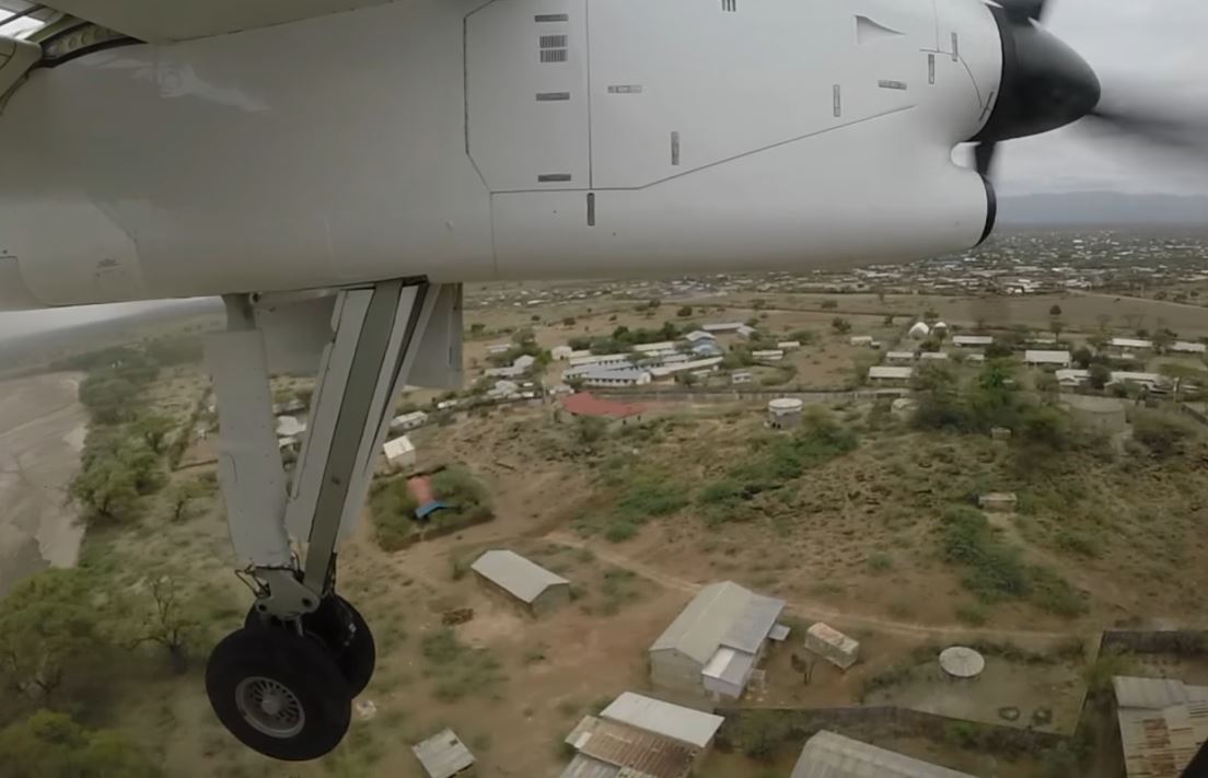 ALS Dash 8 Landing on a Dirt Strip in Kakuma, Kenya