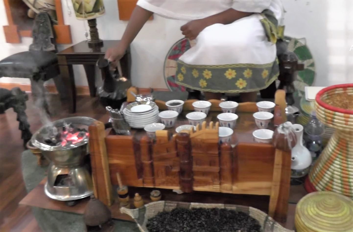 Coffee Ceremony in the Ethiopian Airlines Cloud Nine Lounge