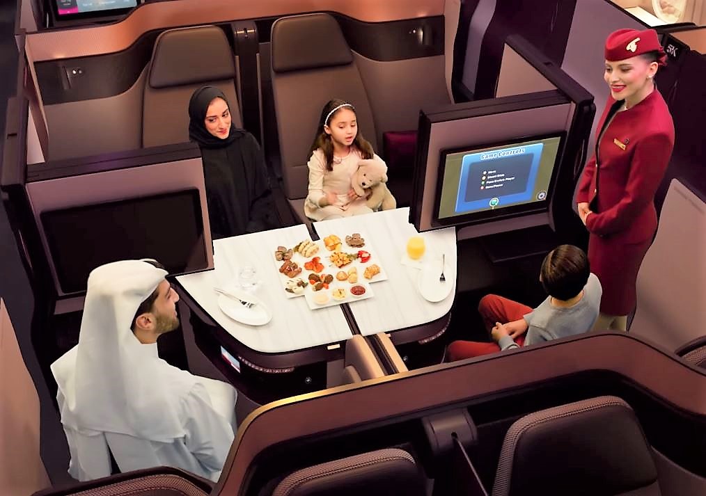 Qsuite on the Qatar Airways Airbus A350-1000