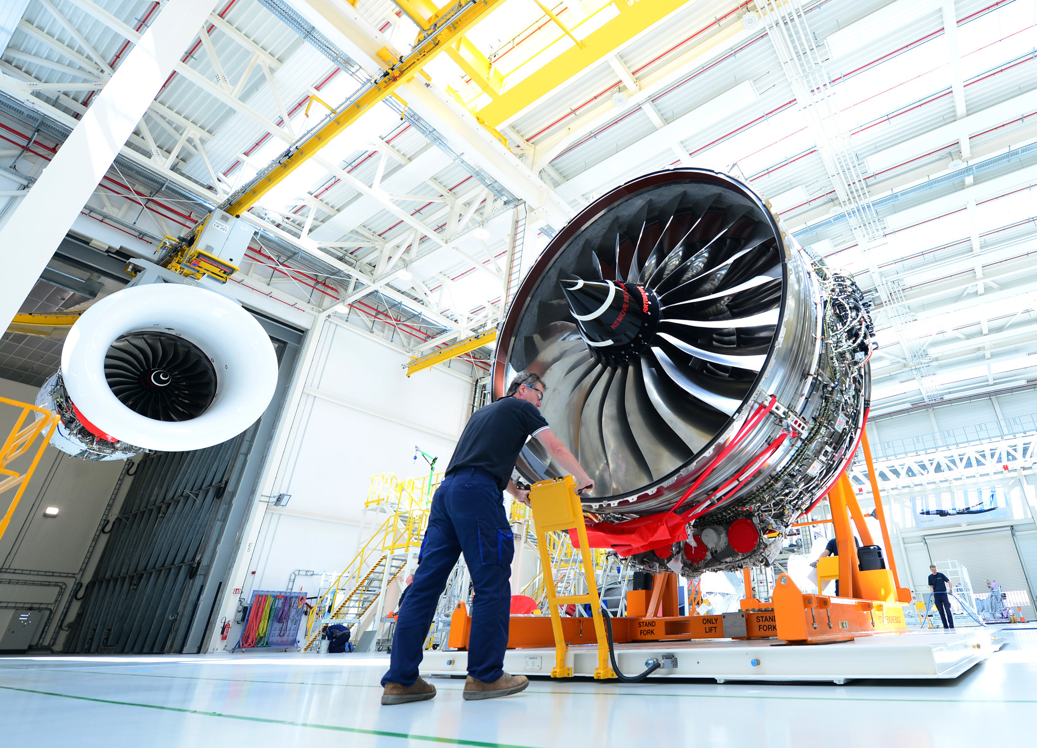 The first Rolls-Royce Trent XWB engine to be assembled in Dahlewitz, Germany