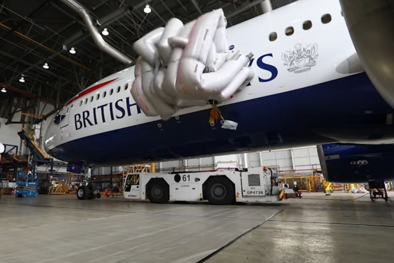 British Airways Aircraft Slide Deploy